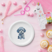 Schattigee Denim Patchwork Dog Illustration Papieren Bordje (Feest)