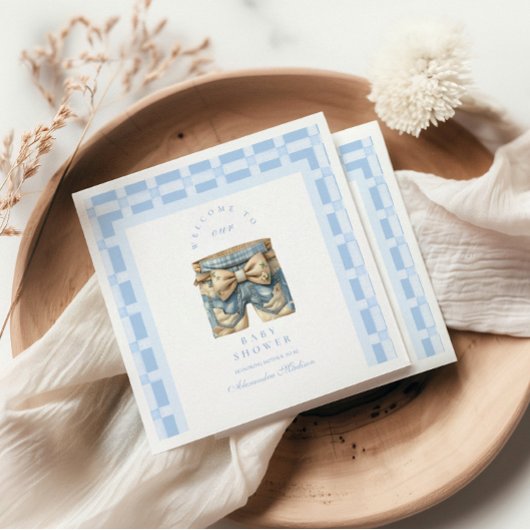 Schattigee Denim Teddy Bear Baby shower Servet