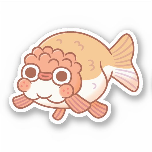 Schattigee Derpy Ranchu Goldfish Doodle Sticker (Voorkant)