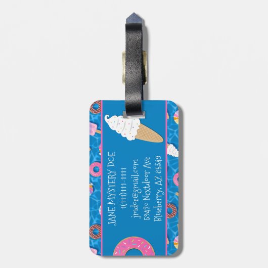 Schattigee desserts bagagelabel (Achterkant verticaal)