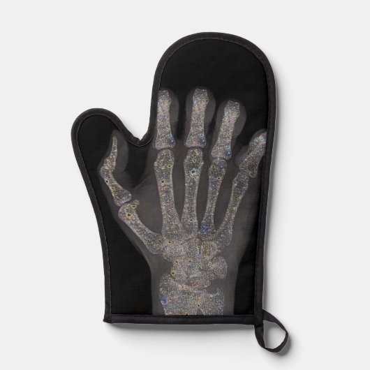 Schattigee Diamond Skeleton Hand Oven Mitt Ovenwant (Voorkant)