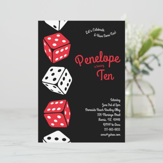 Schattigee Dice Games Kids Verjaardagsfeest Kaart (Staand voorkant)