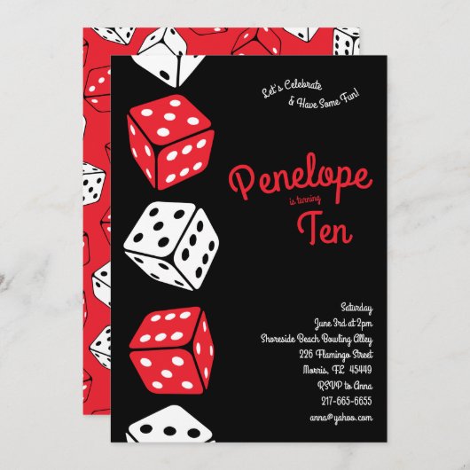 Schattigee Dice Games Kids Verjaardagsfeest Kaart (Voorkant / Achterkant)