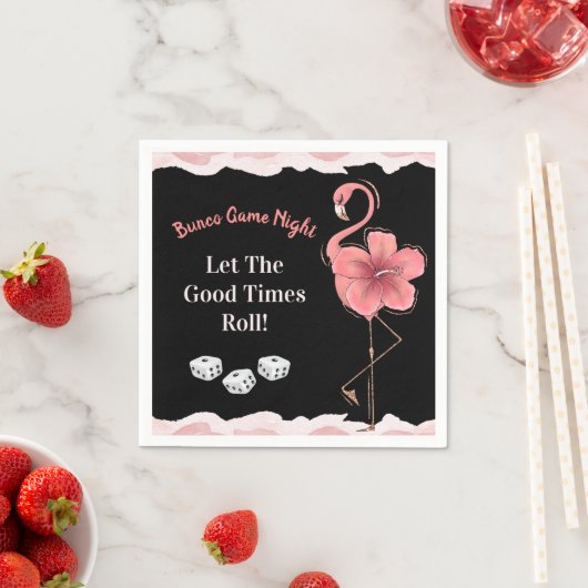 Schattigee Dice Goede Times Roll Roze Flamingo Bun Servet (Insitu)