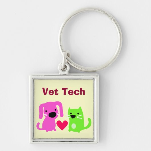 Schattigee dierenarts Tech Hond & Kat & Hart Sleutelhanger (Voorkant)