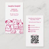 Schattigee dierensitter dierenarts QR Code Roze Visitekaartje (Voorkant / Achterkant)