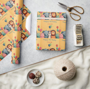 Schattigee dierentuin met ballonnen en Confetti Cadeaupapier