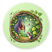 Schattigee dierenvrienden in het bos keramische knop (Voorkant)