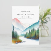 Schattigee digitale berg save the date (Staand voorkant)