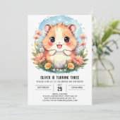 Schattigee digitale hamster verjaardag kaart (Staand voorkant)