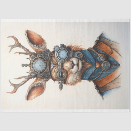 Schattigee Digitale Steampunk Rendier Afbeelding D Tissuepapier (Voorkant)