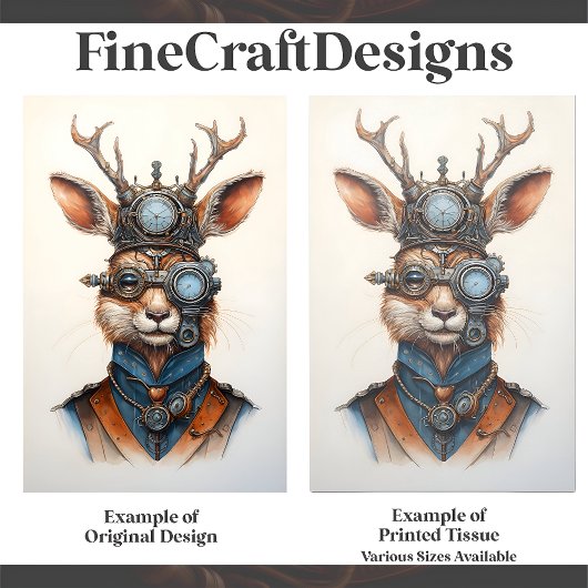 Schattigee Digitale Steampunk Rendier Afbeelding D Tissuepapier