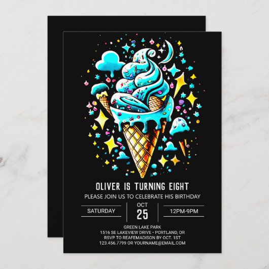 Schattigee Digitale Sweet Boy Ice Cream Kaart (Voorkant / Achterkant)