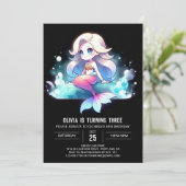 Schattigee digitale zeemeerminverjaardag kaart (Staand voorkant)