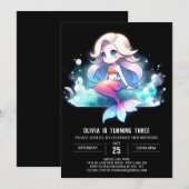 Schattigee digitale zeemeerminverjaardag kaart (Voorkant / Achterkant)