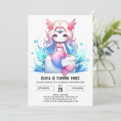 Schattigee digitale zeemeerminverjaardag kaart (Staand voorkant)