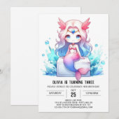 Schattigee digitale zeemeerminverjaardag kaart (Voorkant / Achterkant)