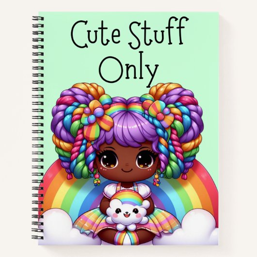 Schattigee dingen - Green Kawaii Rainbow Notitieboek (Voorkant)