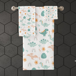 Schattigee Dino Adventure Pattern kinder Badkamer Bad Handdoek