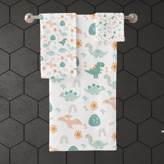 Schattigee Dino Adventure Pattern kinder Badkamer  Bad Handdoek