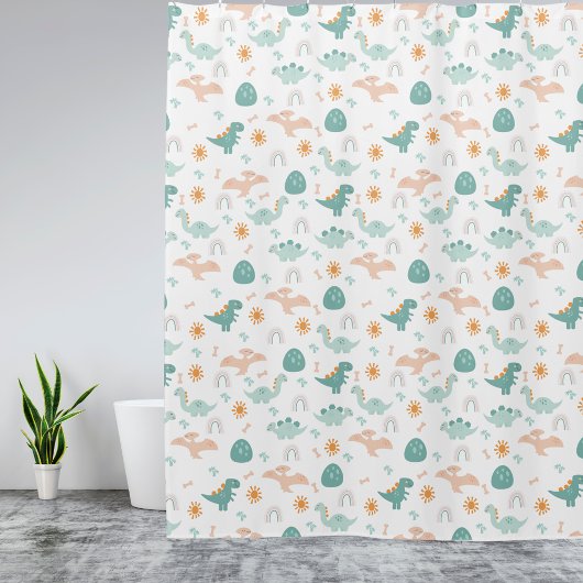 Schattigee Dino Adventure Pattern kinder Badkamer  Douchegordijn
