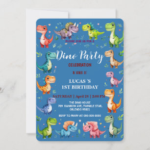 Schattigee DIno Baby Dinosaurussen 1e Verjaardagsf Save The Date