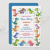 Schattigee DIno Baby Dinosaurussen 1e Verjaardagsf Save The Date (Voorkant / Achterkant)