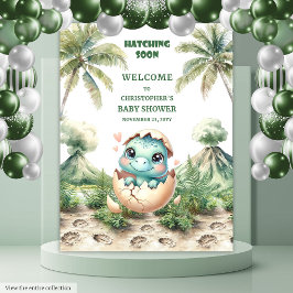 Schattigee Dino Baby shower Achtergrond Uitkomen B Wandkleed