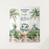 Schattigee Dino Baby shower Achtergrond Uitkomen B Wandkleed (Voorkant)