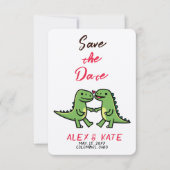 Schattigee Dino bruiloft Bewaar de datum bekendmak Save The Date (Voorkant)
