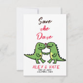 Schattigee Dino bruiloft Bewaar de datum bekendmak Save The Date (Voorkant)