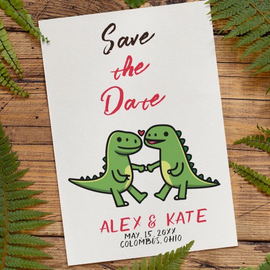 Schattigee Dino bruiloft Bewaar de datum bekendmak Save The Date