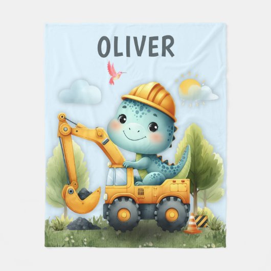 Schattigee Dino die de Waterverf van het Bouwvoert Fleece Deken (Voorkant)