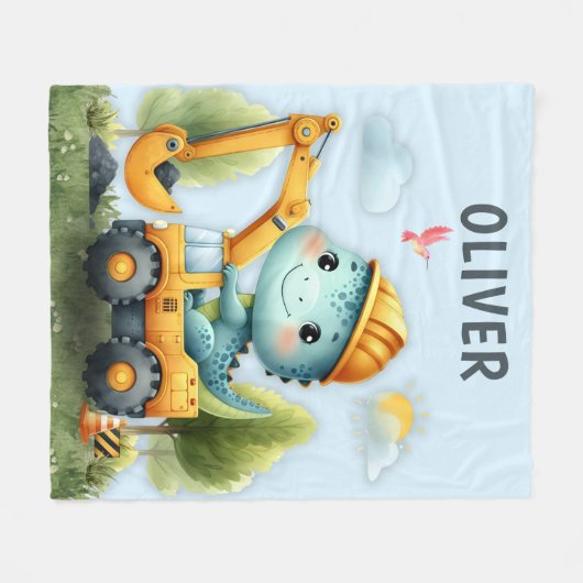 Schattigee Dino die de Waterverf van het Bouwvoert Fleece Deken (Voorkant (Horizontaal))