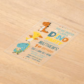 Schattigee Dino Dinosaur Kind verjaardagsfeestje Acryl Uitnodigingen (Laagn)