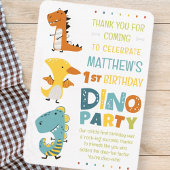 Schattigee Dino Dinosaur Kind verjaardagsfeestje Bedankkaart