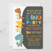 Schattigee Dino Dinosaur Kind verjaardagsfeestje Kaart (Voorkant)