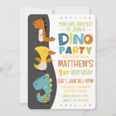 Schattigee Dino Dinosaur Kind verjaardagsfeestje Kaart (Voorkant)