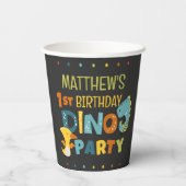 Schattigee Dino Dinosaur Kind verjaardagsfeestje Papieren Bekers (Achterkant)