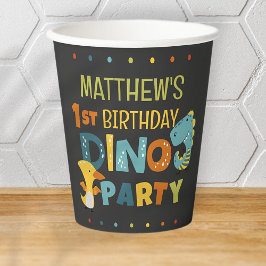 Schattigee Dino Dinosaur Kind verjaardagsfeestje Papieren Bekers