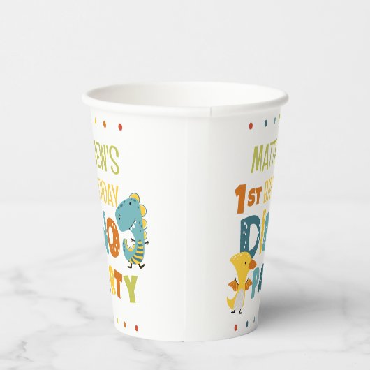 Schattigee Dino Dinosaur Kind verjaardagsfeestje Papieren Bekers (Rechts)