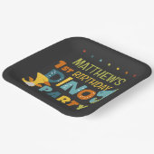 Schattigee Dino Dinosaur Kind verjaardagsfeestje Papieren Bordje (Gebogen)