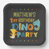 Schattigee Dino Dinosaur Kind verjaardagsfeestje Papieren Bordje (Voorkant)