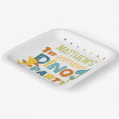 Schattigee Dino Dinosaur Kind verjaardagsfeestje Papieren Bordje (Gebogen)