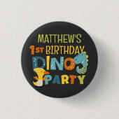 Schattigee Dino Dinosaur Kind verjaardagsfeestje Ronde Button 3,2 Cm (Voorkant)