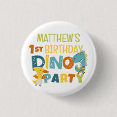 Schattigee Dino Dinosaur Kind verjaardagsfeestje Ronde Button 3,2 Cm (Voorkant)