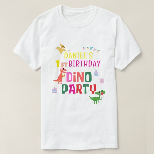 Schattigee Dino Dinosaur Kind verjaardagsfeestje T-shirt (Design voorkant)