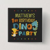 Schattigee Dino Dinosaur Kind verjaardagsfeestje Vierkante Button 5,1 Cm (Voorkant)