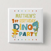 Schattigee Dino Dinosaur Kind verjaardagsfeestje Vierkante Button 5,1 Cm (Voorkant)