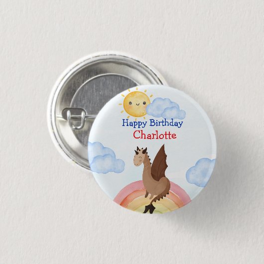 Schattigee dino Dragon Boy Verjaardagsfeest Ronde Button 3,2 Cm (Voorkant /achterkant)